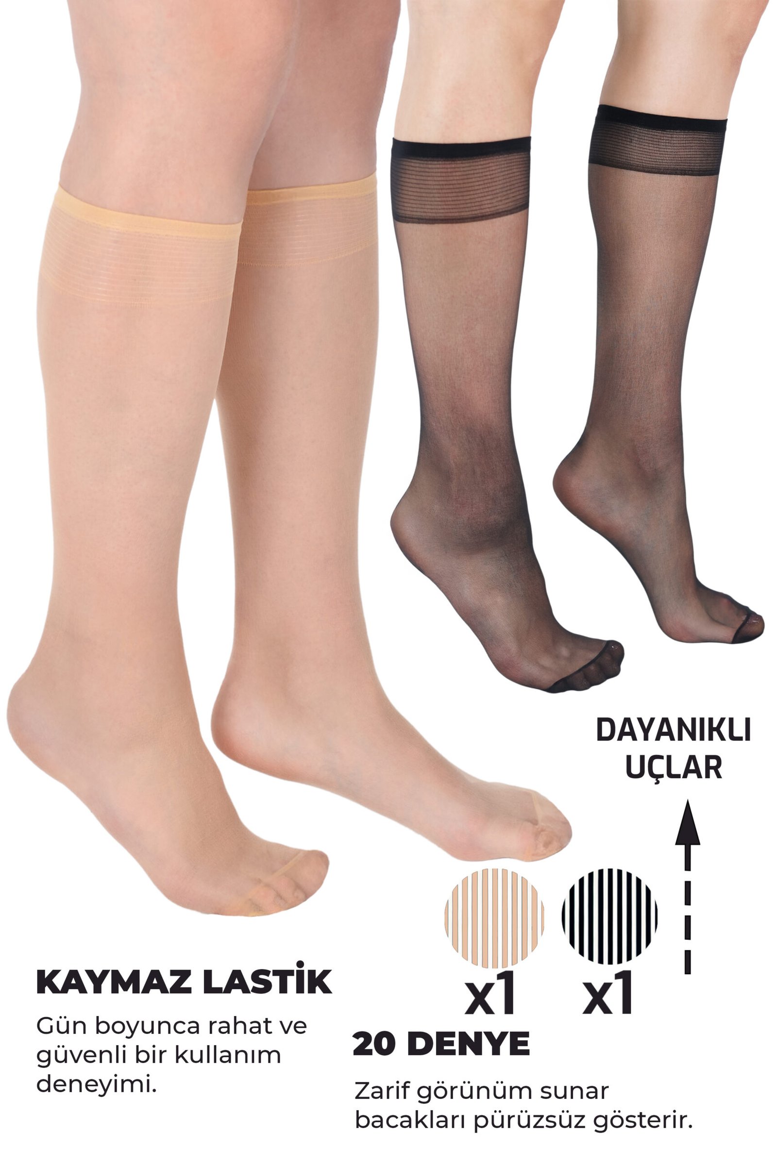 2 Sofya Passion Diz Altı İnce Tül Çorap - 20 Denye Kadın Çorabı - Dayanıklı - Hafif Ve Nefes Alabilir - Görsel 1